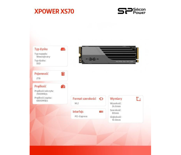 Silicon Power 2TB M.2 PCIe Gen4 NVMe XS70 Heatsink - 1053791 - zdjęcie 5